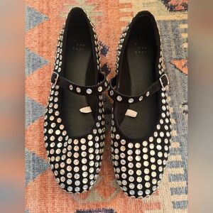 A New Day Black Mary Jane Flats with Rhinestones Sz 9.5